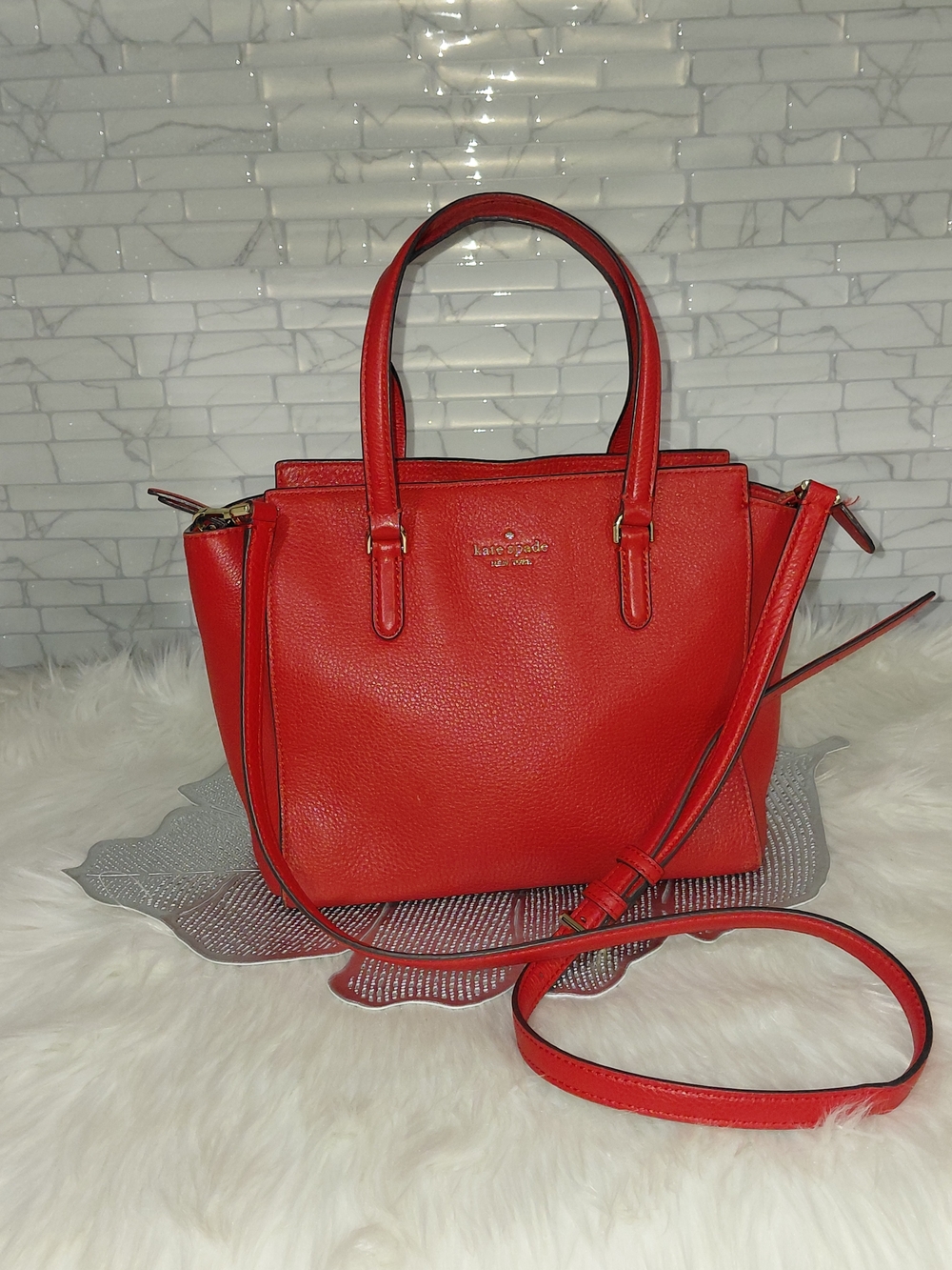 Kate Spade Red Leather Satchel - Structured Top-Handle Bag